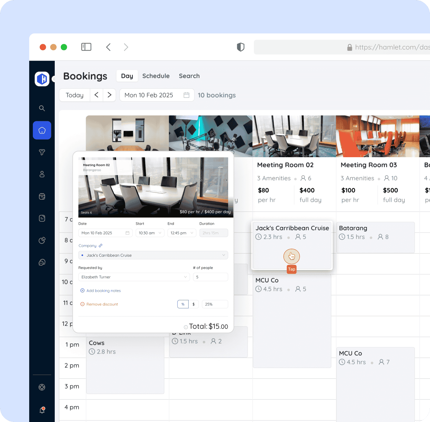 hamlet bookings page