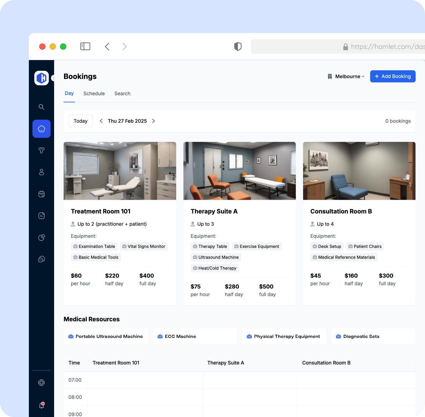 hamlet bookings page