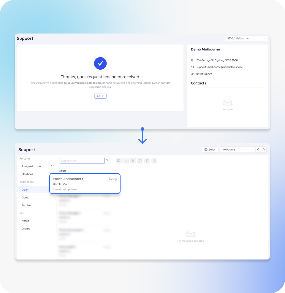 hamlet member portal support request